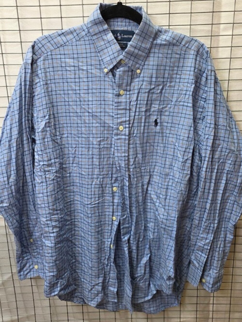 Ralph Lauren Blake Plaid Button Up Shirt Medium Blue